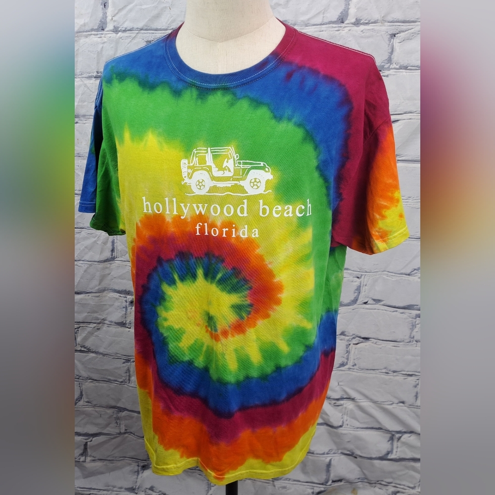 Colortone Men's T-Shirt Tee Hollywood Florida Jeep Pyschedelic Trippy XL - Picture 4 of 13
